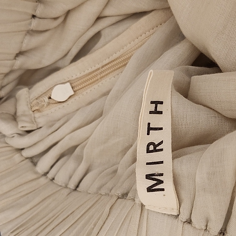 Mirth Paros One Shoulder Maxi Dress in White and Tan Wedding guest Size Large - Picture 15 of 16